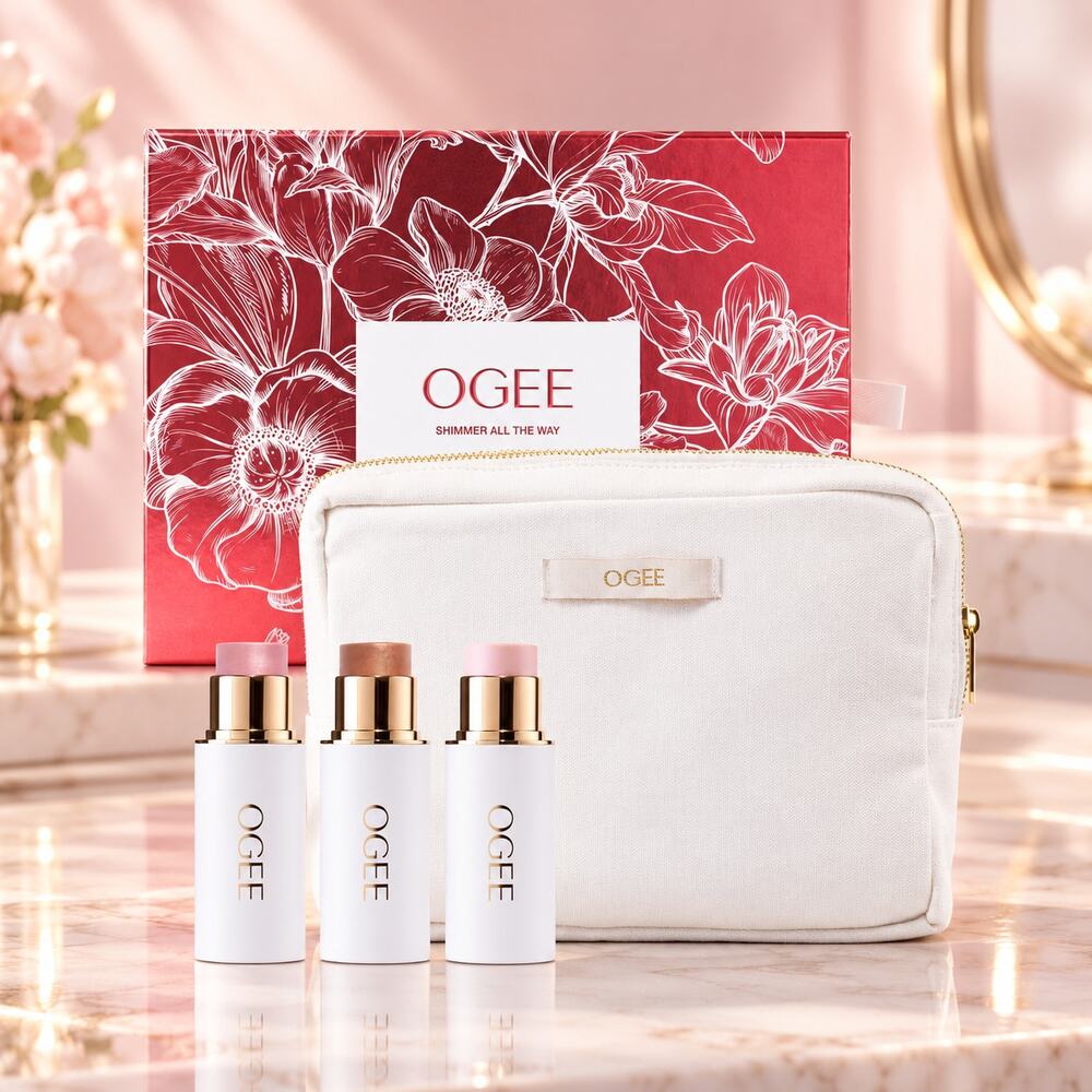 Ogee Shimmer All The Way Highlighter Set Pearl Moonstone Amethyst NEW
